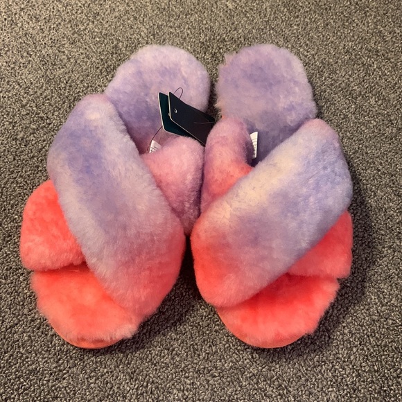 NWT EMU Australia Mayberry Tri 1 Coral Fuzzy Slippers - Picture 2 of 6
